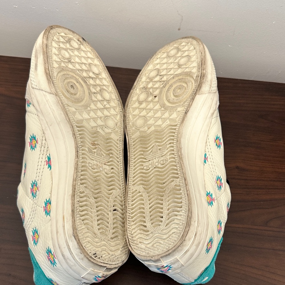 adidas Continental Vulc Sneaker - Cream with Teal and Multicolor Embroidery - Picture 7 of 9
